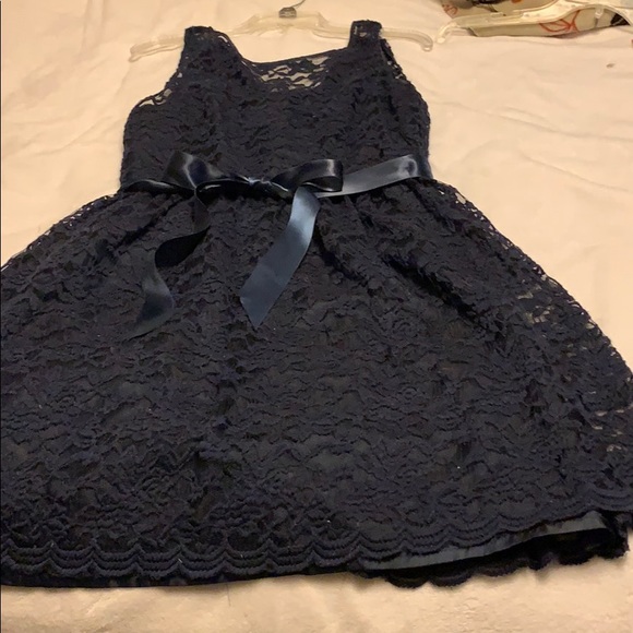 Navy knee length lace dress - Picture 1 of 3